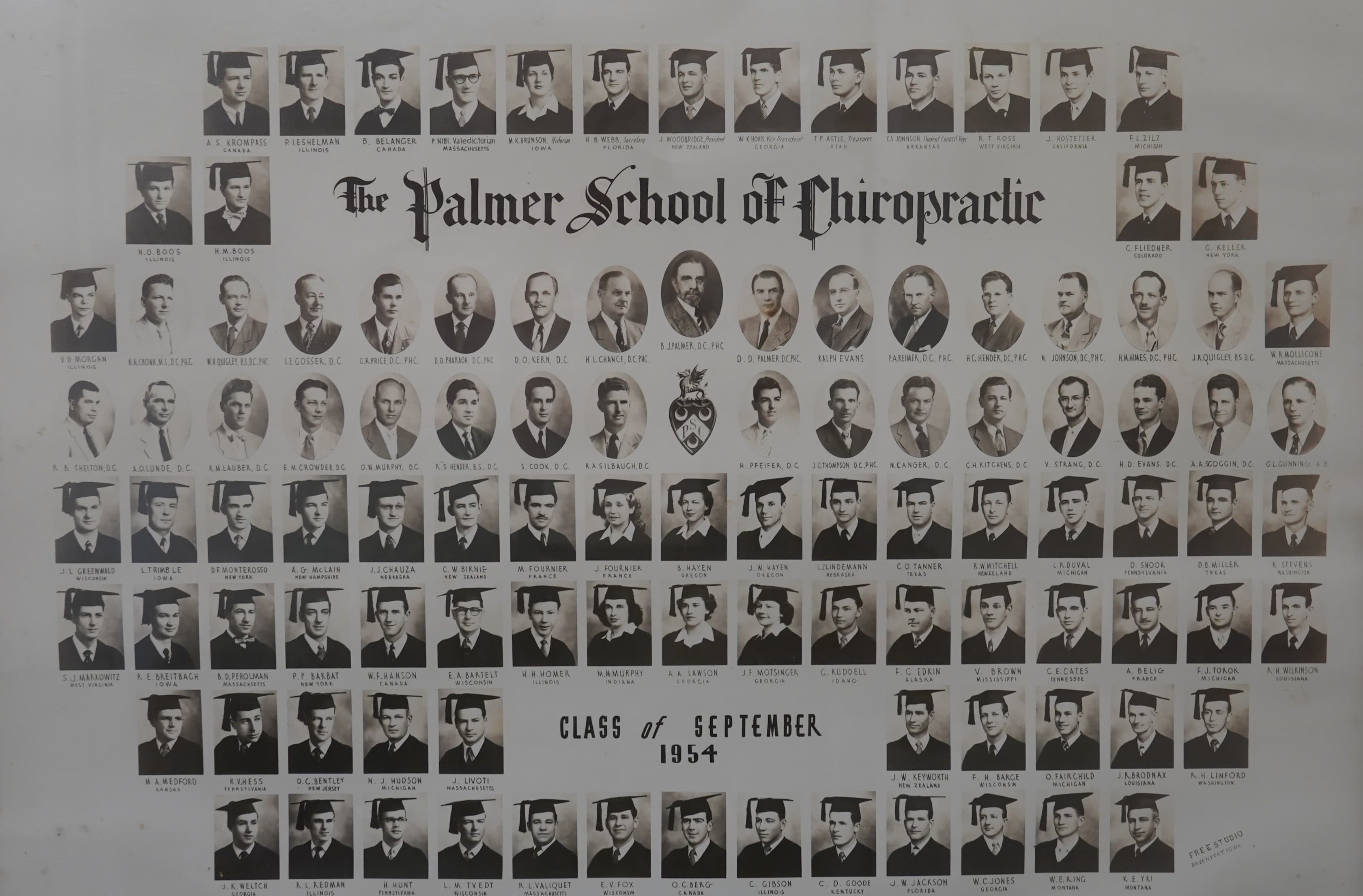 Palmer School of Chiropractic. The 1st-generation Edkin chiropractor, the one who answered Frosty.